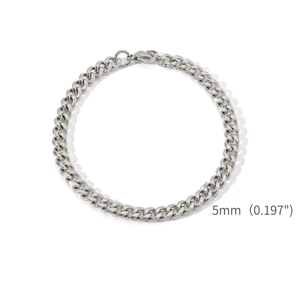 Gold Color Stainless Steel Cuban Chain Men's Bracelet Simple Retro Bracelet For Women Hip Hop Jewelry Trend Accessories Gift.