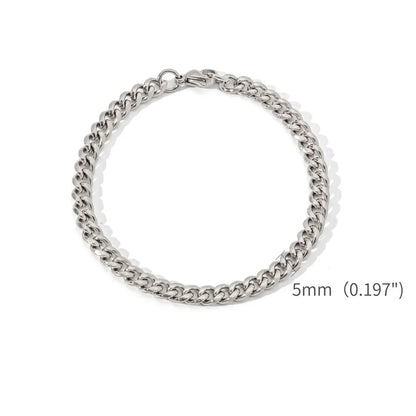 Gold Color Stainless Steel Cuban Chain Men's Bracelet Simple Retro Bracelet For Women Hip Hop Jewelry Trend Accessories Gift.