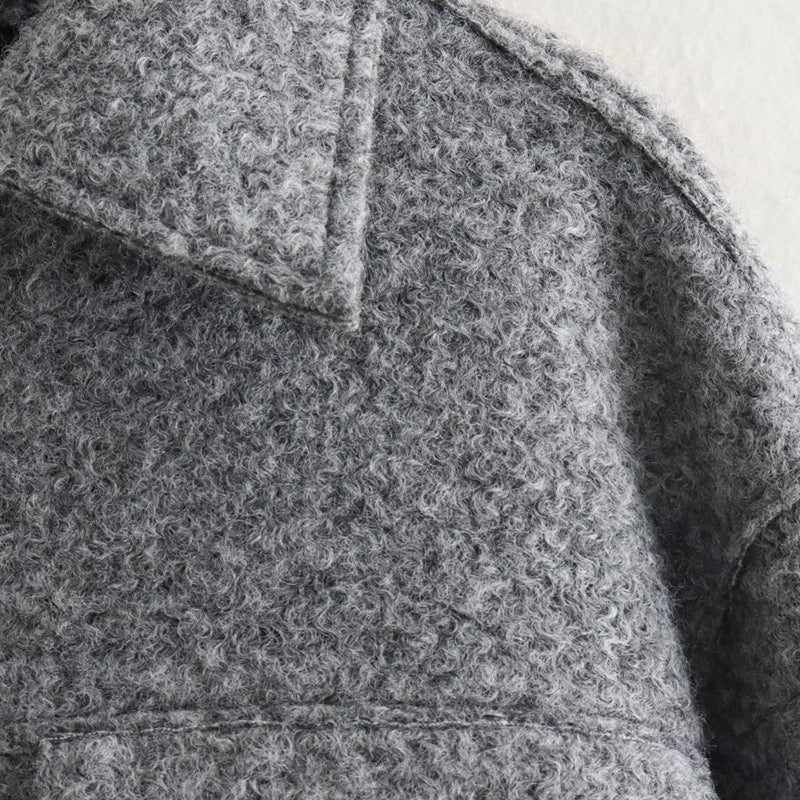 2025 frauen Elegante Feste Mantel Zipper Langarm Tasche Bomber Jacke Weibliche Casual Weiche Woolen Lose Streetwear Mäntel.