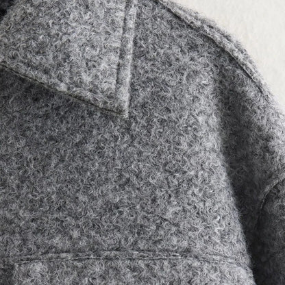 2025 frauen Elegante Feste Mantel Zipper Langarm Tasche Bomber Jacke Weibliche Casual Weiche Woolen Lose Streetwear Mäntel.