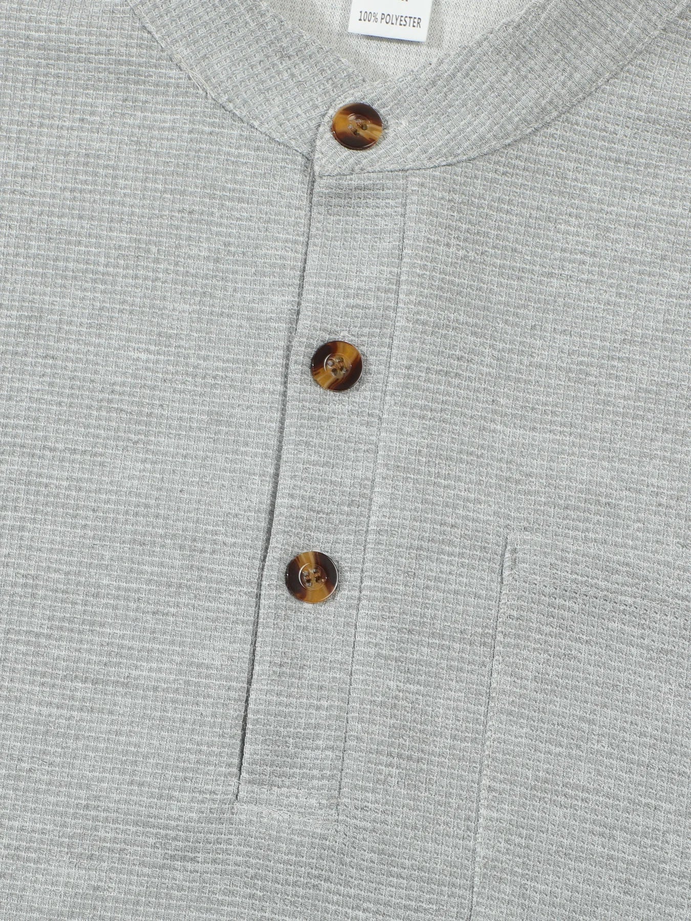 Men's Waffle Check Stand-Up Collar Semi-Casual Business Suit Two-Piece Set Button-Down Top with Comfortable Trousers.