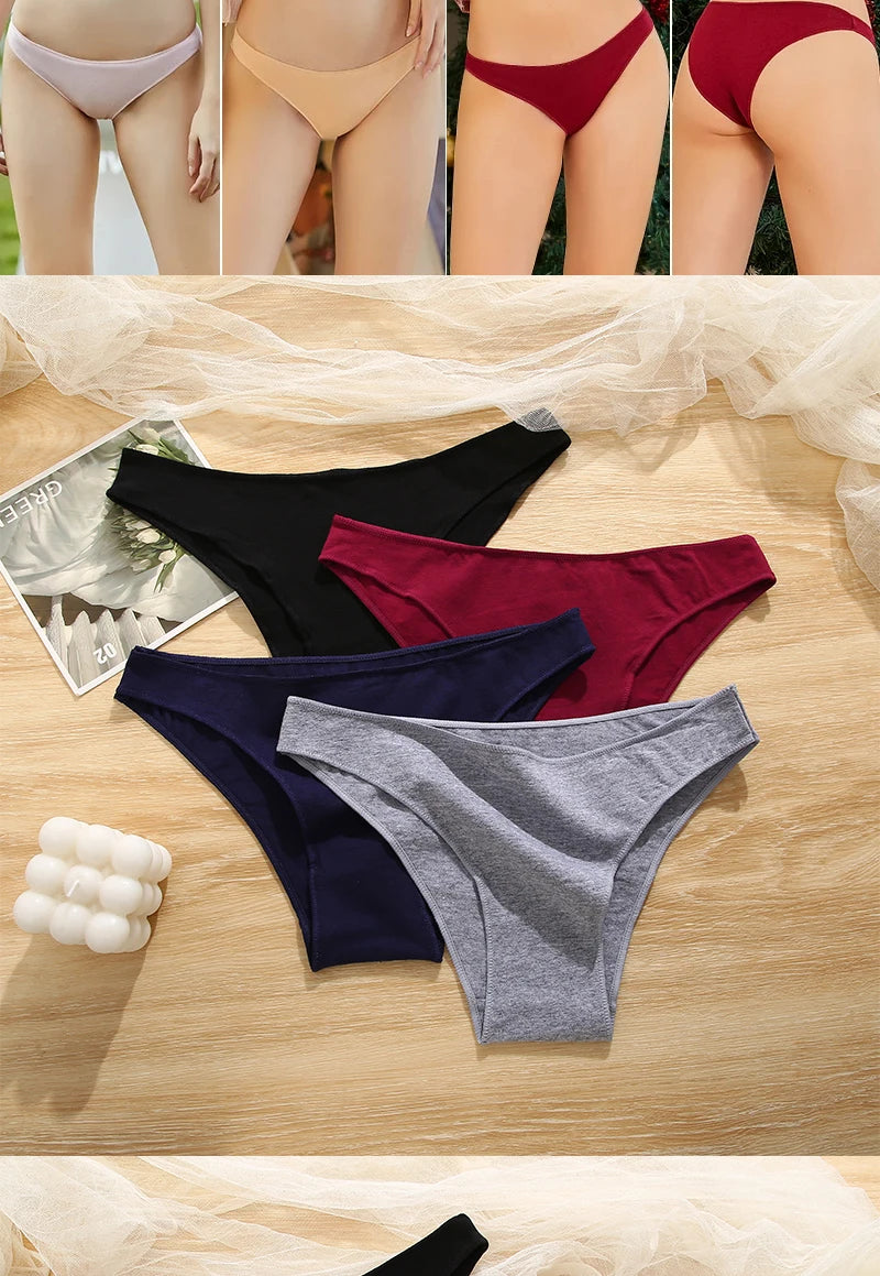 FINETOO 5PCS/Set M-XXL Panties Women Cotton Lingerie Woman Underwear Sexy Femme Underwear Girls Underpant Panty 7 Solid Colors.
