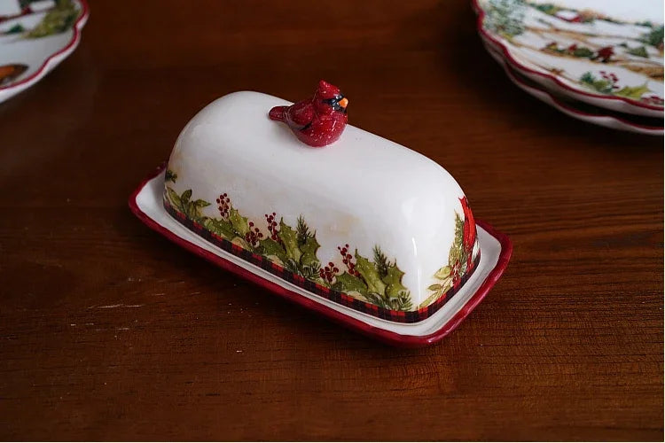 Christmas CeramicTableware Set High Grade Underglaze Colored Western Dining Plate Festival Dinner Party Cutlery Decorative Plate.