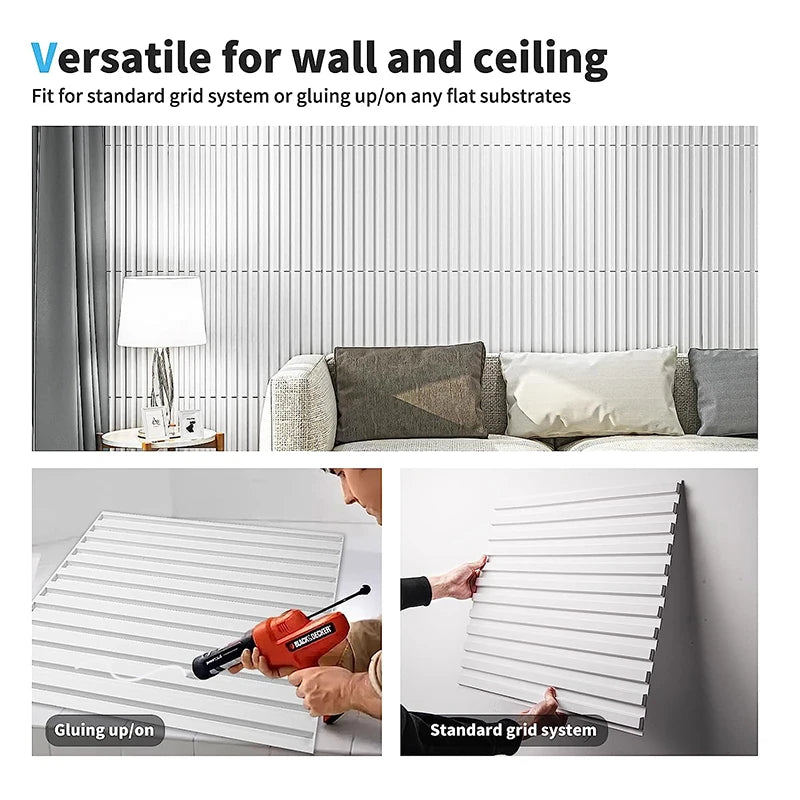 12 piece/3m² /50cm Decorative Textured PVC 3D Wall Panel 3D wall sticker Interior Wall Decor Living Room Bedroom in White/Black