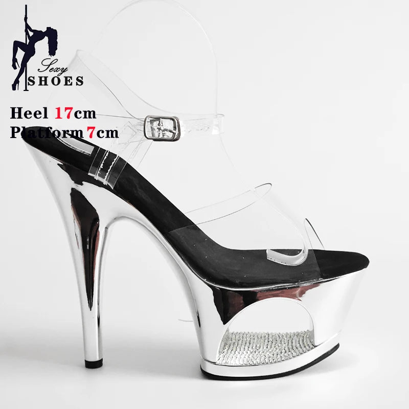 17CM Slim Heels Sandals Hollow Waterproof Platform Heels Korean Edition 2024 Summer Super High Heel Women Shoes Pig Split Insole.