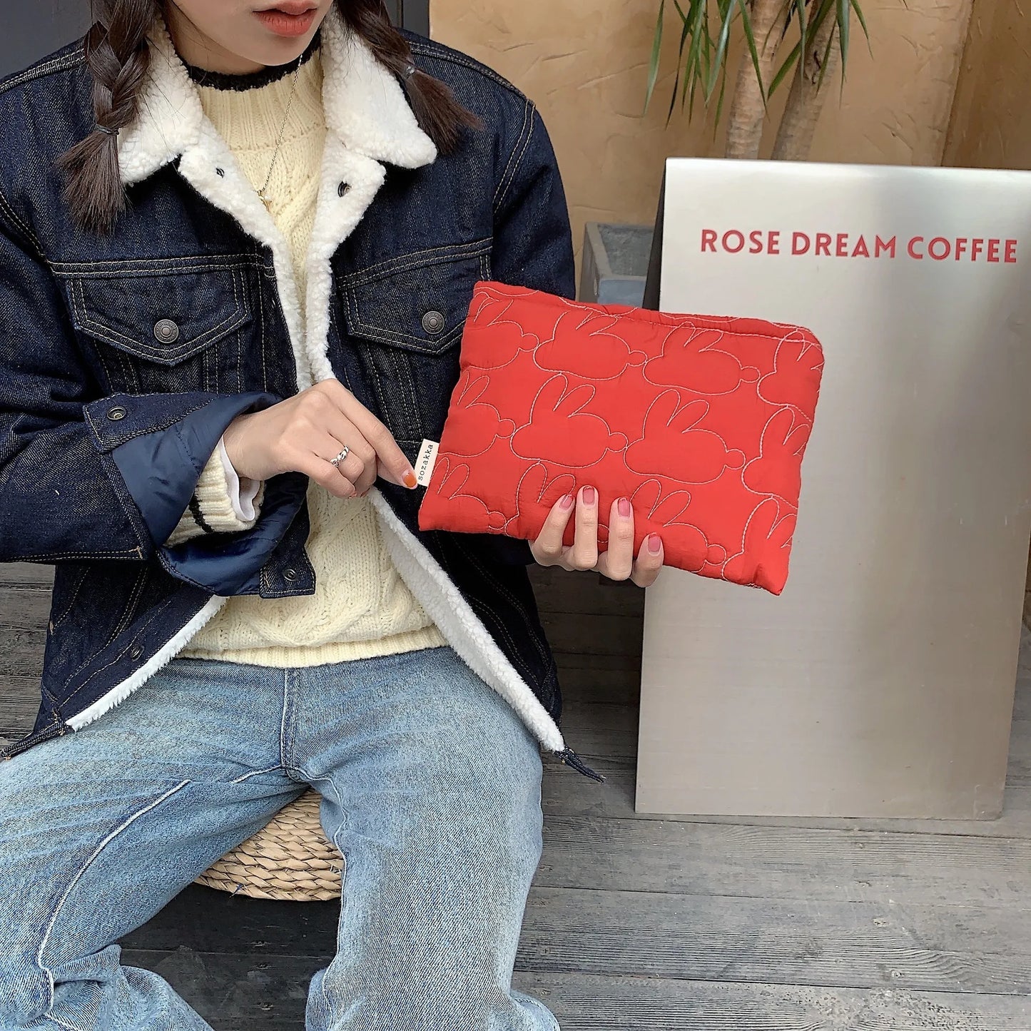 2025 Cute Rabbit Travel Cosmetic Lipstick Purse Storage Bag Kawaii Women Makeup Handbags Organizer Wallet Pouch Pencil Case Bags