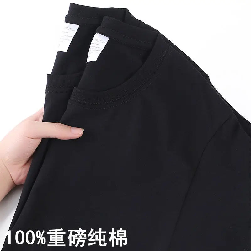 100% Cotton T-shirt Men Women Solid Color O Neck Short-sleeved Tops Summer Korean Loose Half-sleeve T Shirt Unisex M-4XL.