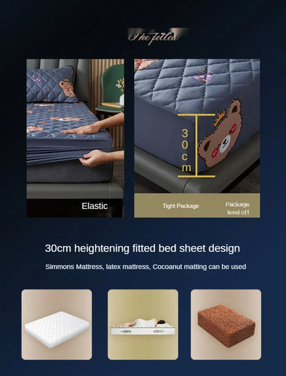 Waterproof Mattress Protector Thicken Fitted Bed Sheet Breathable & Noiseless Mattress Pad for Twin/Double/Queen/King Size Beds.