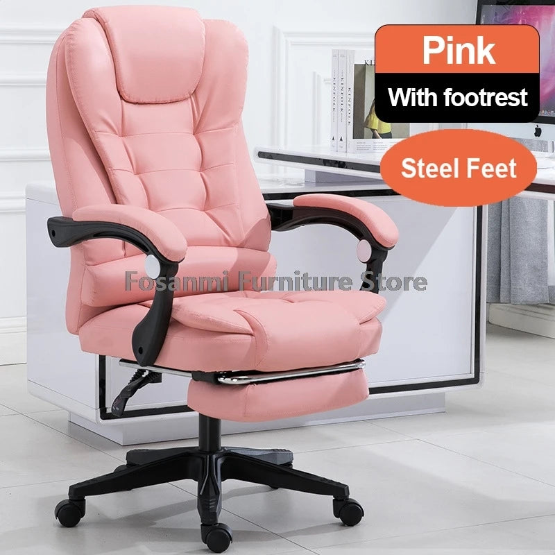 Dicker Boss-Bürostuhl mit hoher Rückenlehne und Armlehnen, Leder-Computer-Drehstuhl, ergonomische Liege-Gamer-Schreibtischstühle für Zuhause