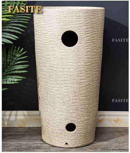 Säulenwaschbecken, Innenhof, integrierter Pool, bodenstehendes Inter-Plattform-Waschbecken, Balkon, Badezimmer, Sockelwaschbecken aus Keramik