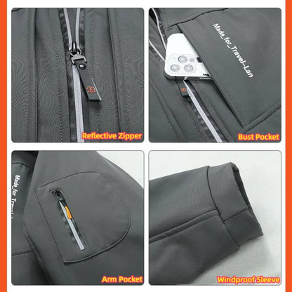 KB Men's Outdoor Jackets Fleece Lining Windbreaker Waterproof Winter Warm Jacket for Men Detachable Hat Men's Coats.