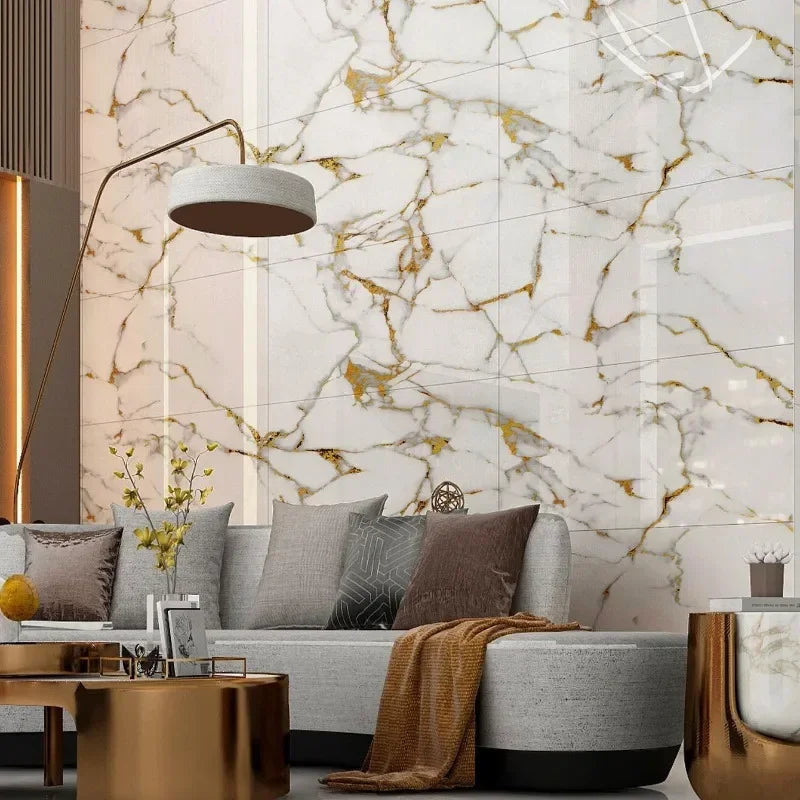 10PCS Waterproof 3D Ceramic Tile Sticker Imitation Marble Self Adhesive Wall Floor Sheet for Home Renovation Decoration Use