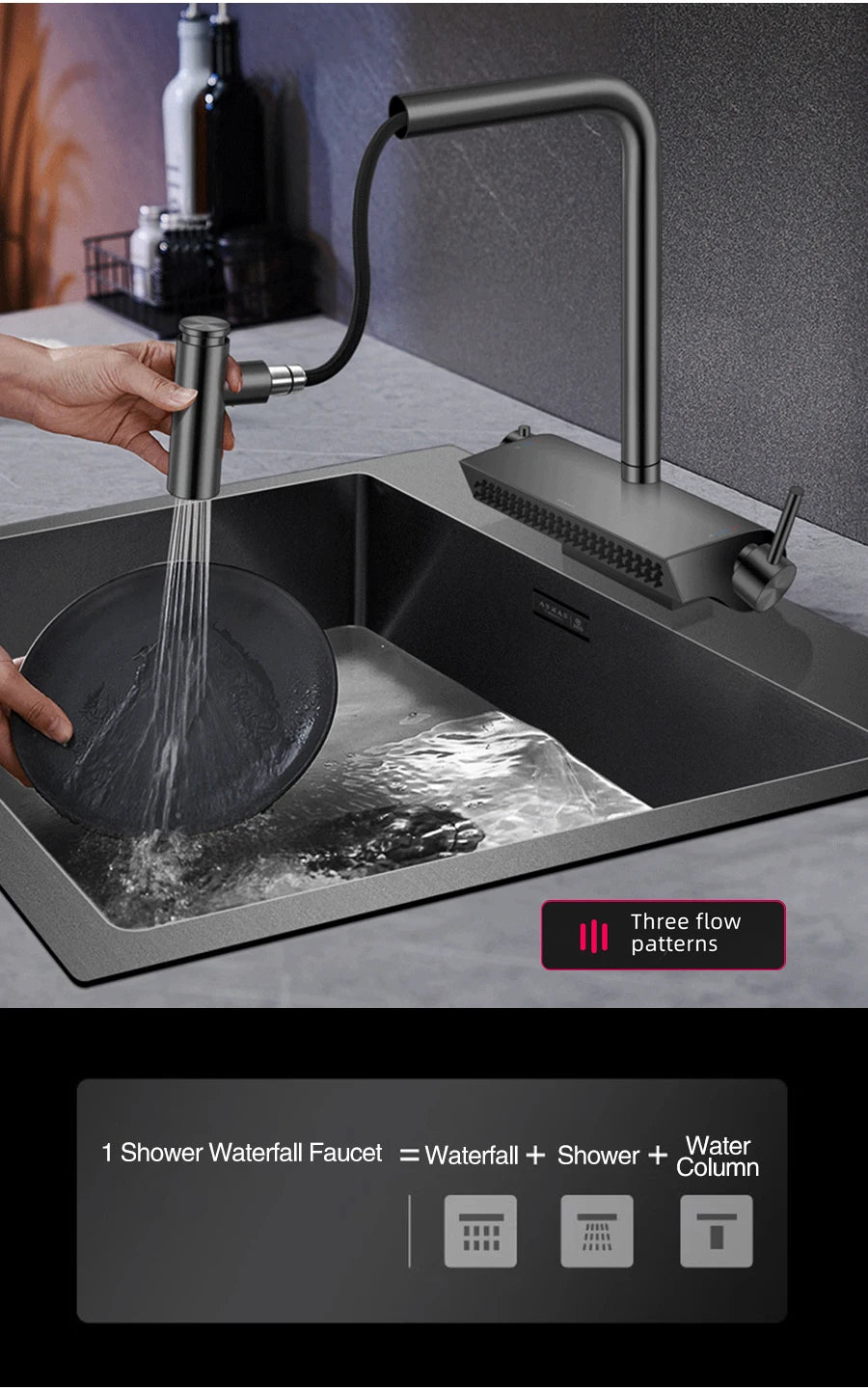 ASRAS Nanometer Smart Purifying Kitchen Sink Large Size Handmade Step Sink Smart Purifying Kitchen Island Sinks