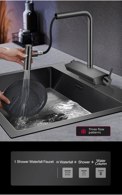 ASRAS Nanometer Smart Purifying Kitchen Sink Large Size Handmade Step Sink Smart Purifying Kitchen Island Sinks