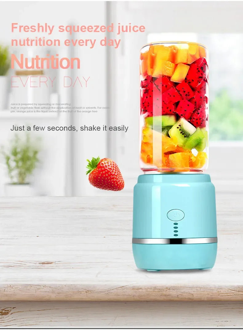 Portable Electric Fruit Juicer Wireless USB Rechargeable 6 Blades Mini Mixer Multifunction Summer Smoothie Blender Machine.