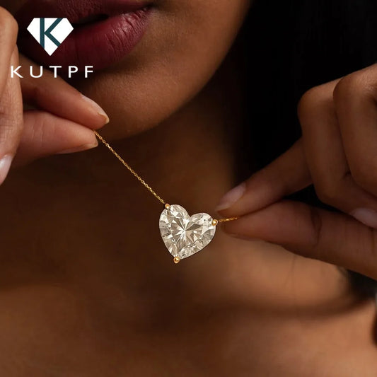 1-3Carat Heart Cut Moissanite Pendant Necklace for Woman S925 Silver Plated 18k Gold Solitaire Diamond Neckchain  Certified.