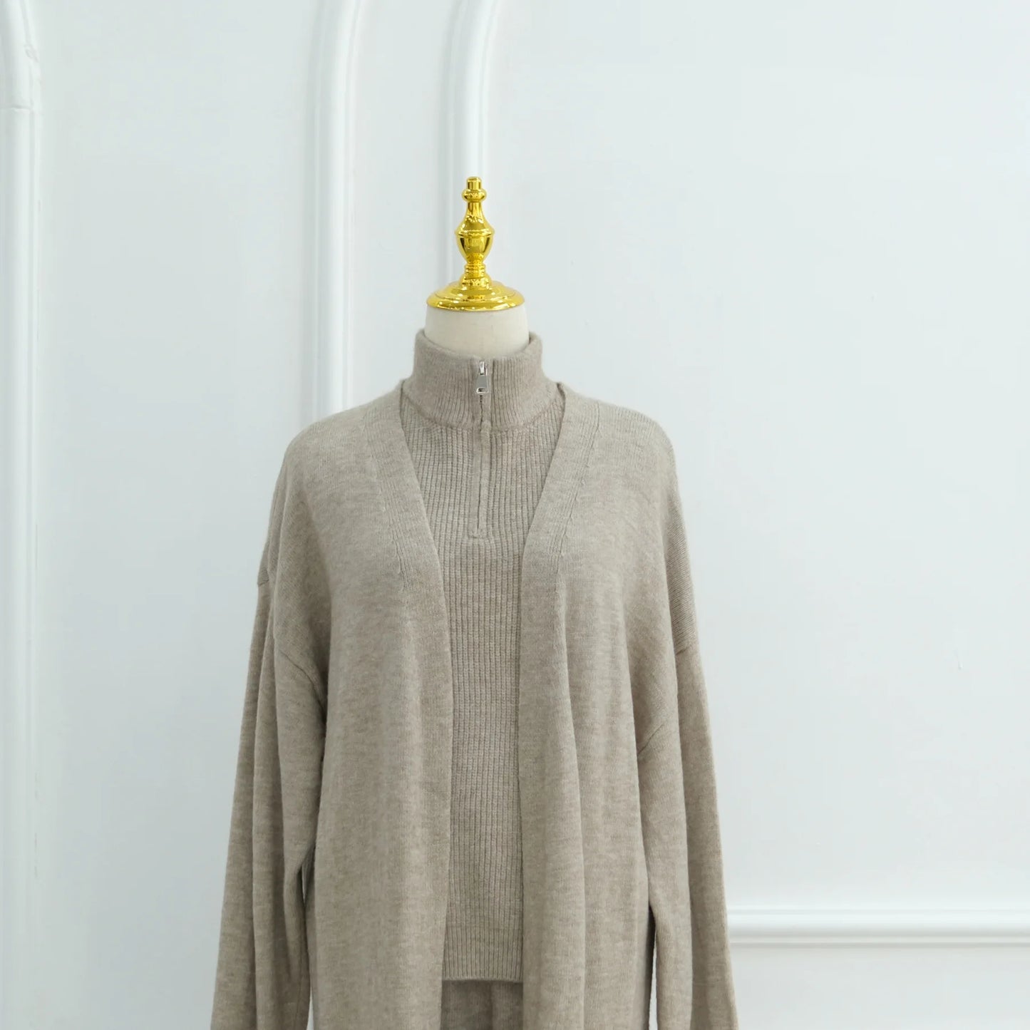 Winter Thicken 3 Piece Muslim Sets for Women Knit Tops Pants Islamic Outfit Sweater Dress Dubai Abaya Kaftan Musulmane Ensembles.