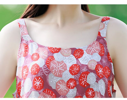 Neue Mode Lässig 2025, Sommer Elegante Kleider Für Frauen Oansatz Druck Vintage Ärmelloses Kleid Lose Frauen Kleidung