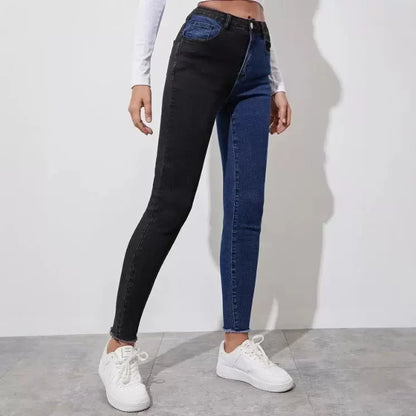 High Waist Casual Slimming Stretchy Jeans Women's Fashionable Versatile Pants High Waist Decorative No Elastic Band.