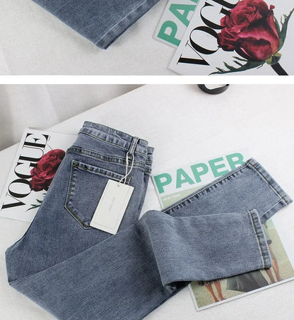 Black Grey Jeans Women's Spring Autumn Winter High-Waisted Petite Stretchy Tight Small Footed Pants Slimming Pencil Leggings