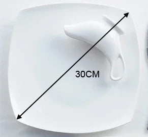 10.5 inch, bone china square dish, white ceramic plate for steak / soup, buffet serving trays, novalty dinner plate, rectangle