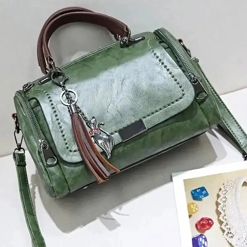 Tassel Decor Handbag, Women's Large Capacity Shoulder Bag, Fashion Zipper Crossbody Bag With Removable Strap