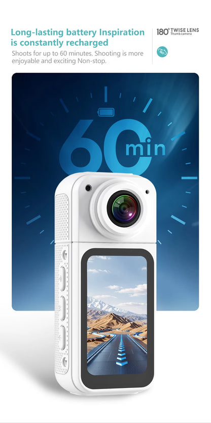 Small Action Camera Sports Cam Bodycam Rotating Lens Go WiFi Digital Pro Video Runcam Instant for Hero 10 11 12 13 Photography.