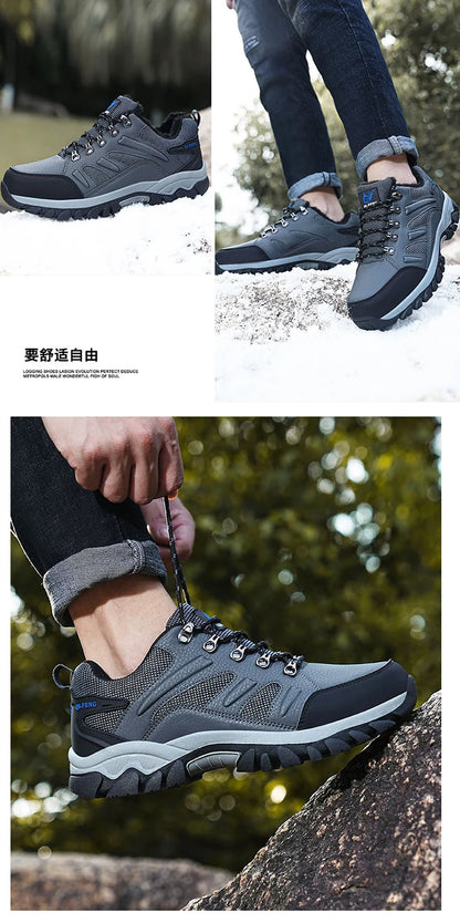 Winter Tactical Boots Combat Autumn Hiking Boots Men Snow Warm Fur Sneakers Padded Trekking Black Waterproof Leathe Sneakers