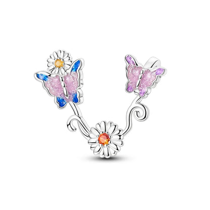 Fit Original Bracelet 925 Silver Butterfly and Sunflower Heart Shape Charms Beads For Women Jewelry Making Fashion Pendant.