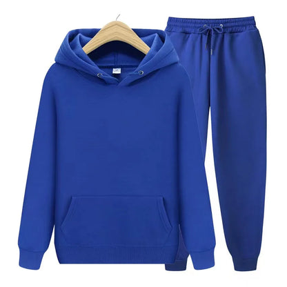 New Men Tracksuit Spring Autumn Two Pieces Sets Oversize Outfits Hooded Sweatshirts + Trouser Solid Sportswear Women Warm Suits.