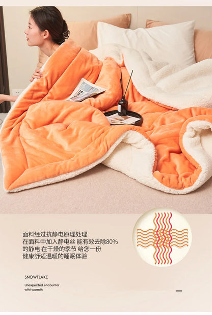 Wool Throw Blanket Keep Warm Winter Bed Blankets Double Sided Queen Duvet Cover Camping Double Bed Cover Bedspread On The Bed.