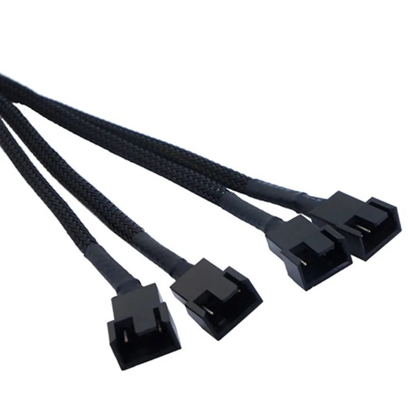 New 4 Pin Pwm Fan Cable 1 To 4/3/2/1 Ways Splitter Black Sleeved 27cm Extension Cable Connector Pwm Extension Cables.