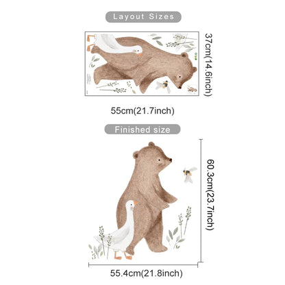 Cartoon Hot Air Balloon Animals Bear Rabbits Wall Stickers for Child Room Boy Room Decoration Nursery Baby Room Decoration Decal.