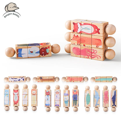 Baby Wooden Rotating Jigsaw Puzzle Hand bell Toy Baby Mobile Musical Rattle Toy Montessori Puzzle Game For Babies Newbaby Gift.