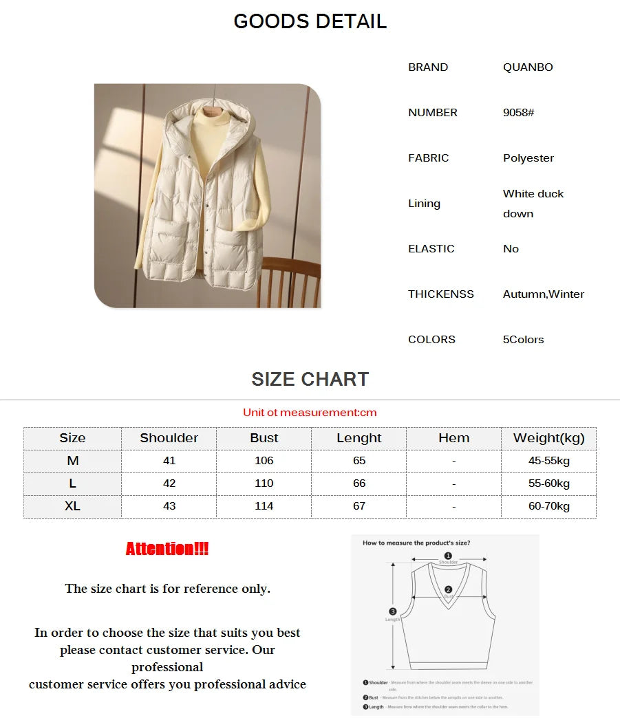 Weiblich 90% weiße Ente Daunen ultraleichte ärmellose Daunen weste 2023 neue Herbst/Winter Mode Kapuze Basics Frauen warme Weste Mantel.