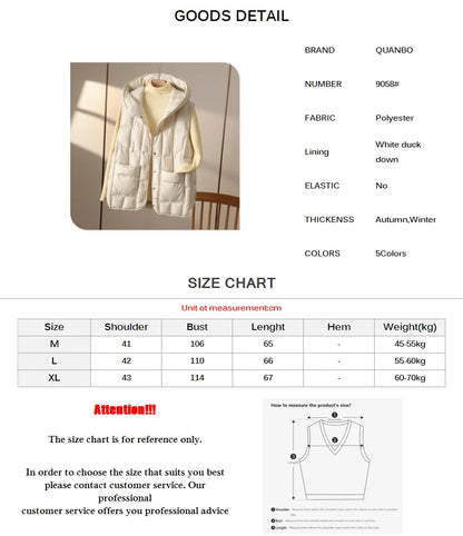Weiblich 90% weiße Ente Daunen ultraleichte ärmellose Daunen weste 2023 neue Herbst/Winter Mode Kapuze Basics Frauen warme Weste Mantel.