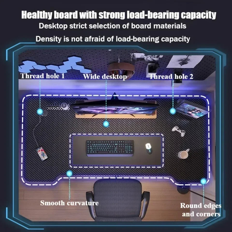 Ergonomischer Gaming-Tisch, Desktop-Computer, Doppel-Player-Gaming, luxuriöser und stabiler Gaming-Tisch, Schlafzimmer-Schreibtisch und Lernen