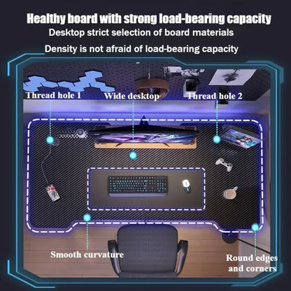 Ergonomischer Gaming-Tisch, Desktop-Computer, Doppel-Player-Gaming, luxuriöser und stabiler Gaming-Tisch, Schlafzimmer-Schreibtisch und Lernen