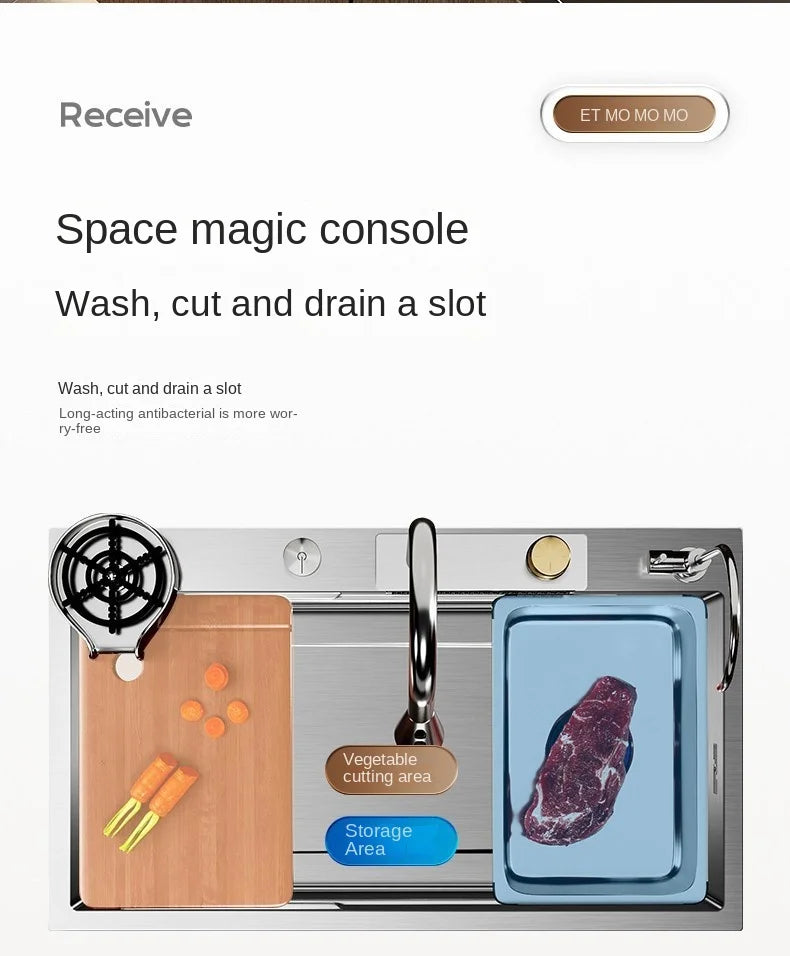 304 Stainless Steel Sink Waterfall Large Single Slot Kitchen Sink Vegetable Sink Stainless Steel Sink Household Sink