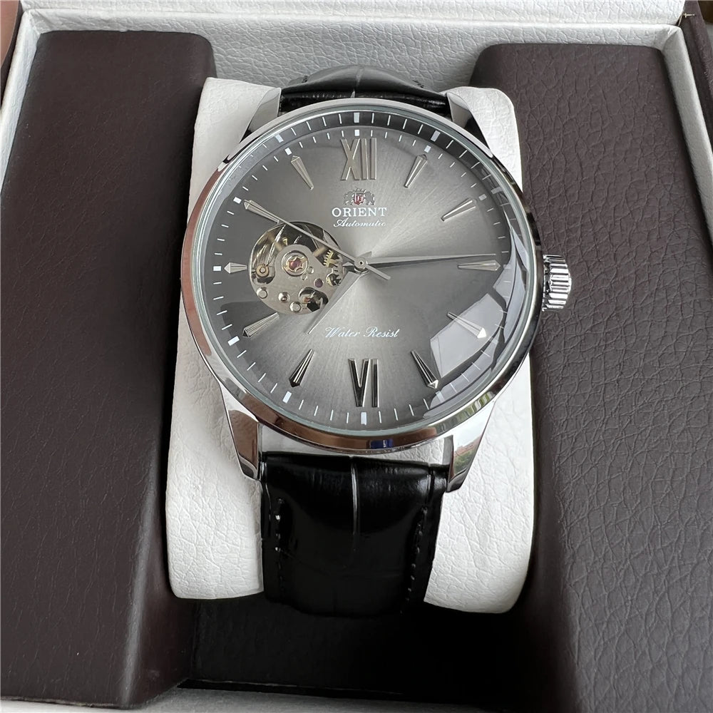 Orient Double Lion Classic Watch Series Refurbished Second Hand Automatic Mechanical Skin Watch Hollow Men's Watch RA-AG002