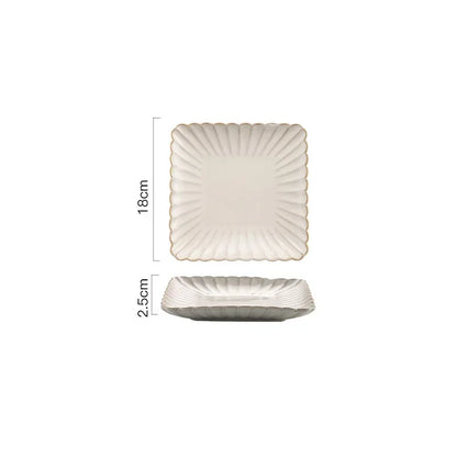 1pcs Retro Ceramic Dishes Plates Fish Dish Plates Manual Flower Relief Living Room Dinner Plate Kitchen Fruit Salad Dish Bowl