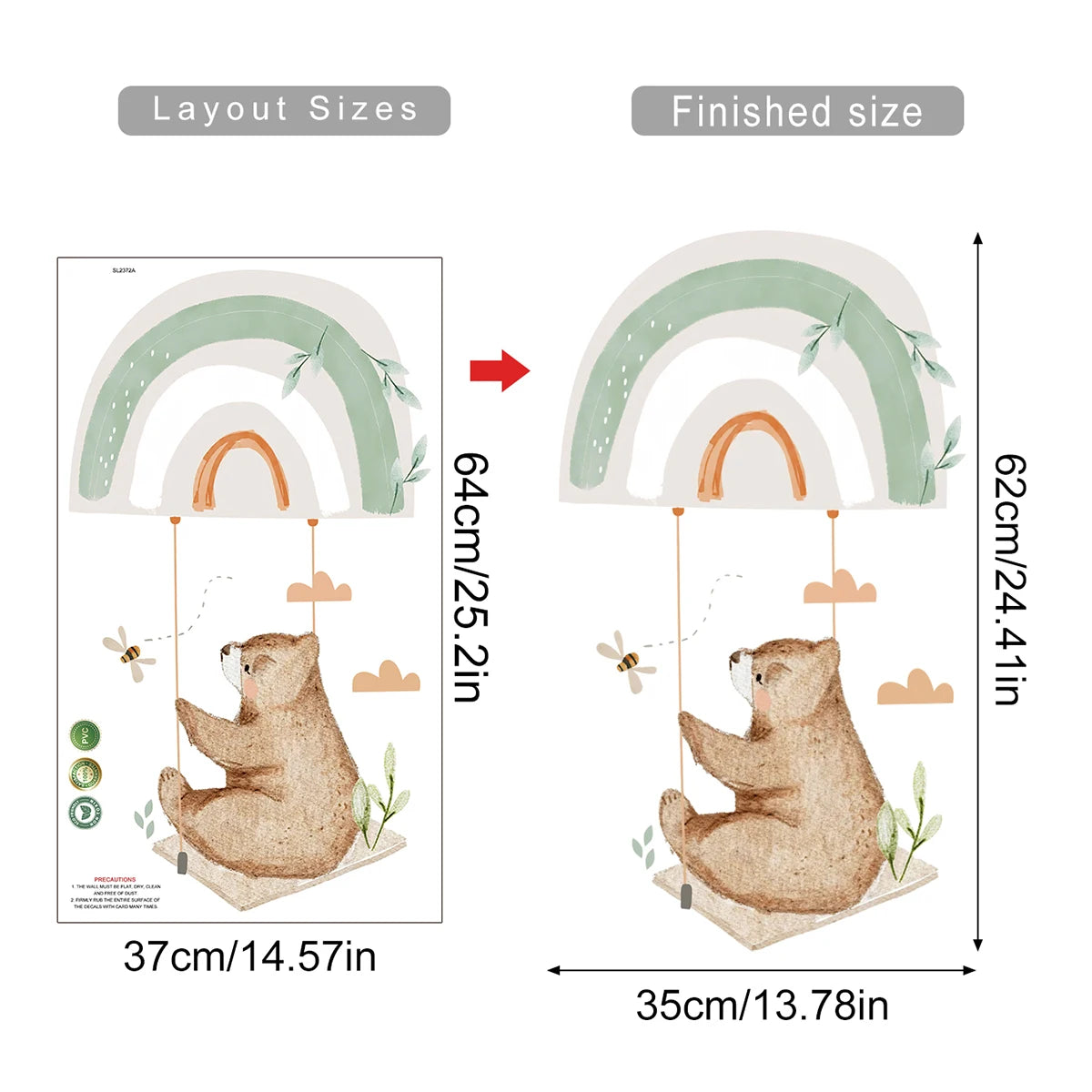 Cartoon Hot Air Balloon Animals Bear Rabbits Wall Stickers for Child Room Boy Room Decoration Nursery Baby Room Decoration Decal.