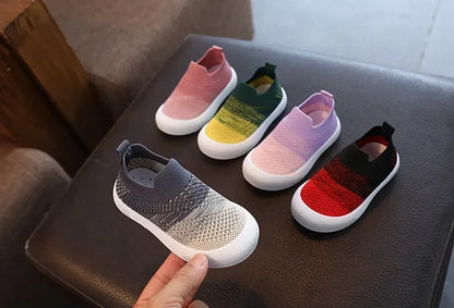 Children Shoes Spring Autumn Kids Sneakers Soft Breathable Mesh Boys Slip-on Shoes Patchwork Color Girls Shoes.