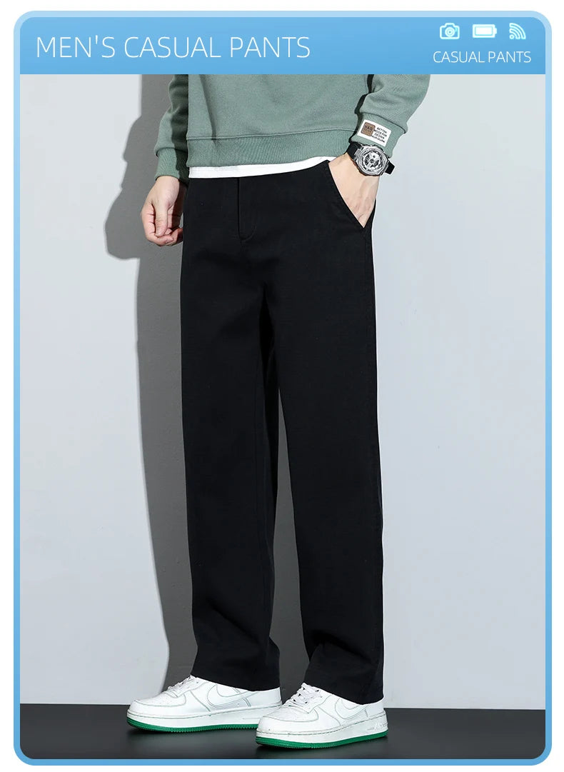 Mens Lyocell Straight Loose Elastic Waist Jeans 2025 Autumn Winter Fashion Brand Comfortable Versatile Pants Plus Size 5XL.