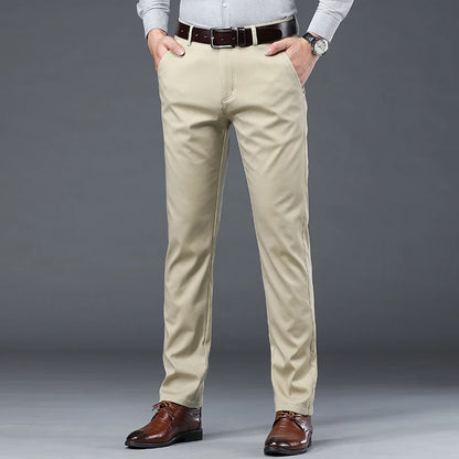 Summer Thin Men's Slim Suit Pants Fashion Business Casual Cotton Green Black Khaki Trousers Male Brand Clothing 30-40.