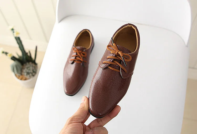 Iawesome Boys Leather Shoes Kids Flats Lace-up Children's Wedding Shoes For Toddlers Boy Big Boys Fashion For Performance.