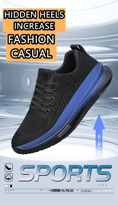 Men Big Size 37-47 Breathable Mesh Elevator Sport Shoes Soft Comfortable 6cm Hidden Heels Height Increasing Sneakes Lift Casual.