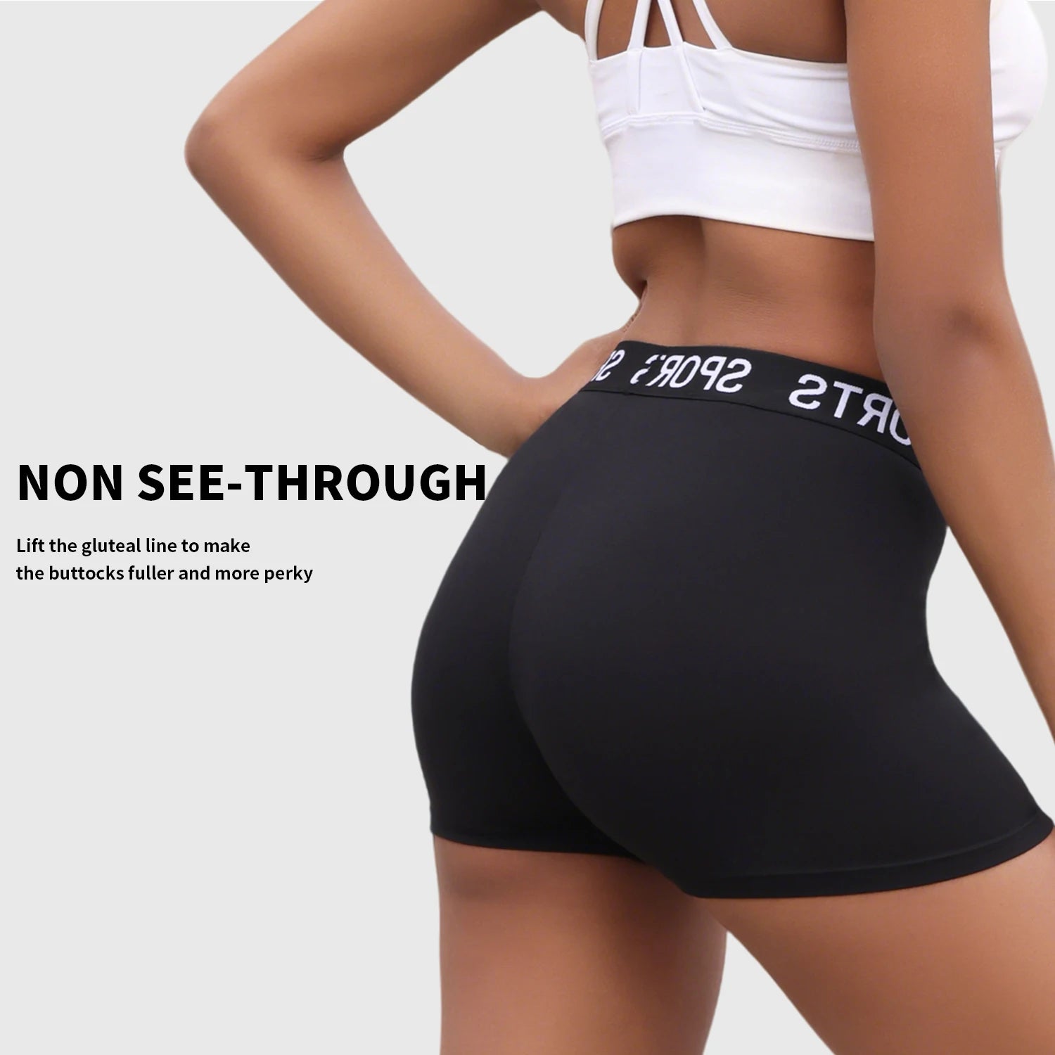 Super Soft Letter Waist Biker Shorts For Women No See Through Workout Running Yoga Athletic Push Up Gym Fitness Shorts.