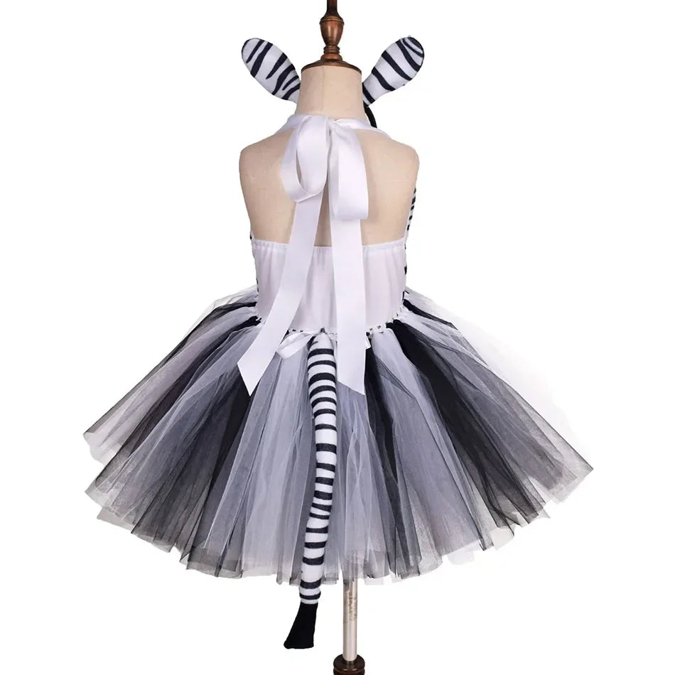 Halloween Tier Cosplay Kostüm für Kinder Wald Thema Kühe Tiger Giraffe Leopard Zebra Tutu Kleider Performance Tanz Sets