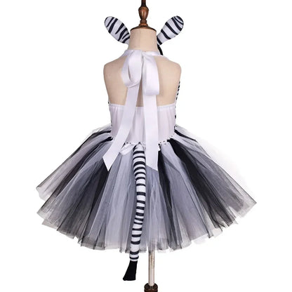 Halloween Tier Cosplay Kostüm für Kinder Wald Thema Kühe Tiger Giraffe Leopard Zebra Tutu Kleider Performance Tanz Sets
